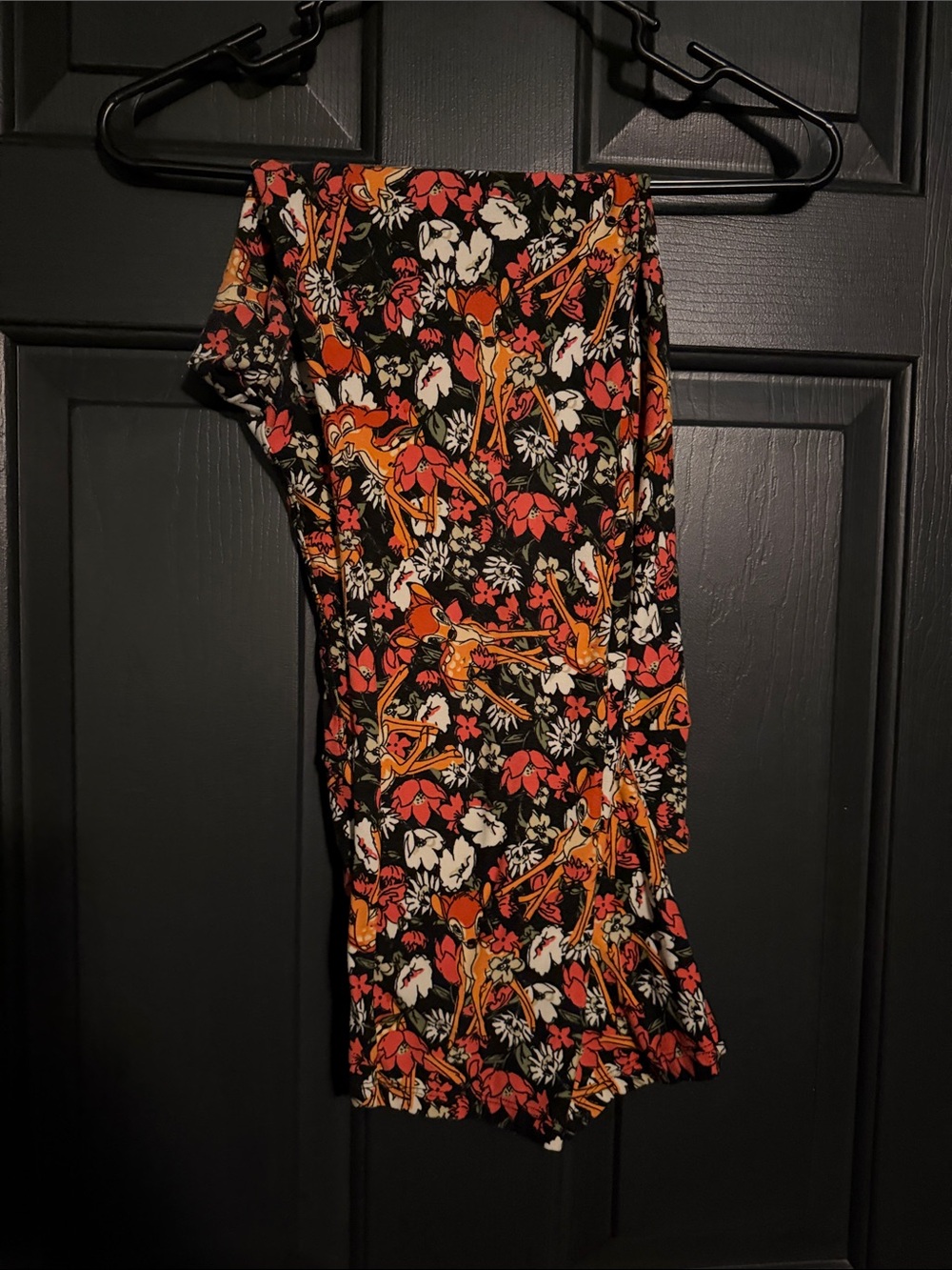 LuLaRoe Black Leggings with BAMBI/floral TC